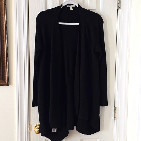 DANA BUCHMAN BRAND WOMEN'S LONG BLACK OPEN CARDIGAN SIZE MEDIUM - Picture 2 of 13